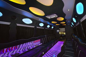 colorful lights on party bus