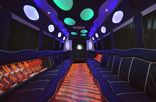 leather seating on party bus