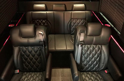 comfortable plush seating on van